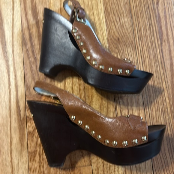 Michael Kors Platform Shoes - Like New - Sz8 Wood Wedge / Slingback - - Picture 3 of 6